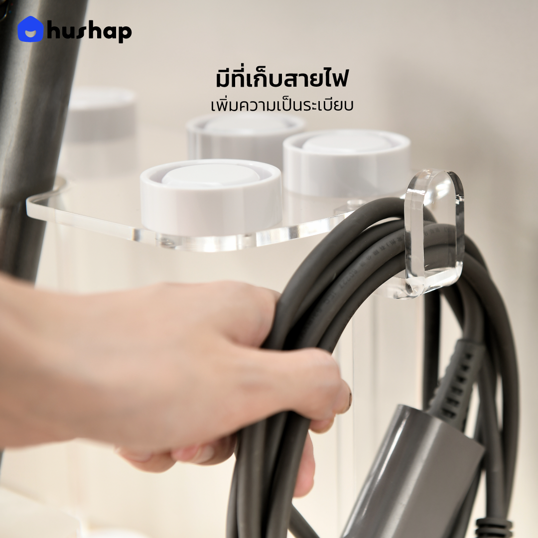 ที่วางไดร์ม้วนผม รุ่น FW-T08 เก็บหัวอุปกรณ์ 8 หัว วัสดุอะคริลิคใส ตั้งโต๊ะ/ติดผนัง รองรับ Dyson Airwrap HS01/05/08 (ไม่รองรับ Co-anda 2x)